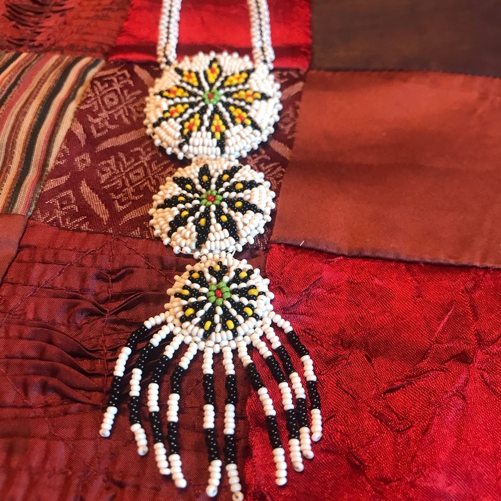 NATIVE AMERICAN FOLK ART BEADED NECKLACE 18”